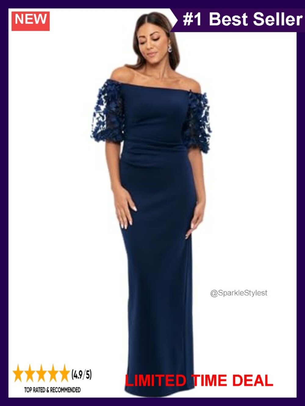 Techno Scuba Off Shoulder Floral Short Sleeve Floor Length Dress